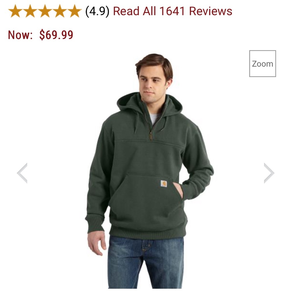 Carhartt Men's Zip Up Dark Green Sweater